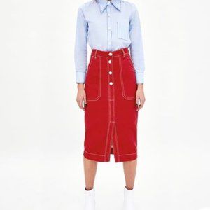 ‼️SOLD‼️Red Denim Pencil Skirt